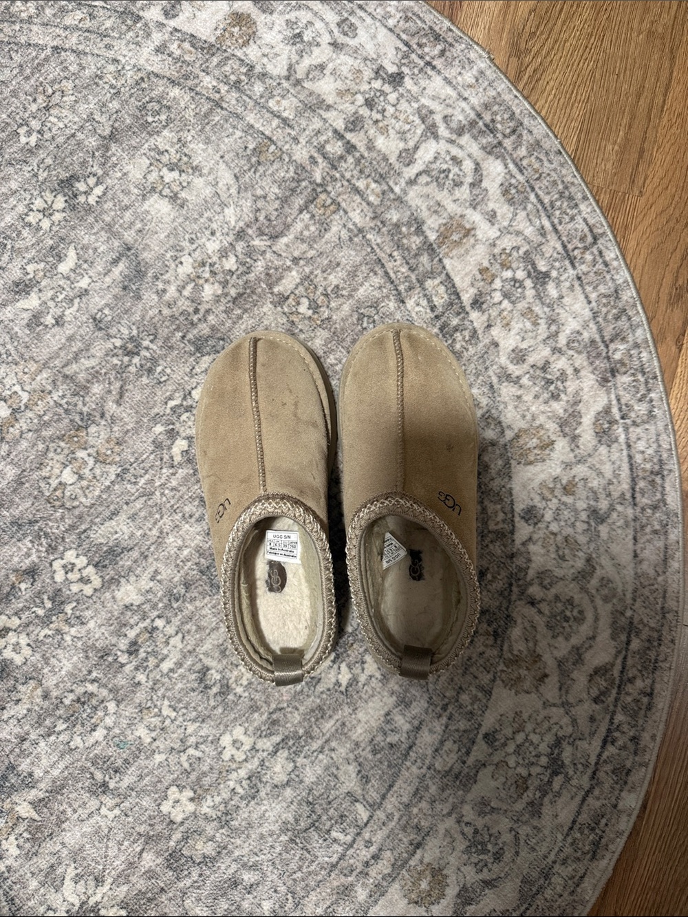UGG Kids Beige Slip-On Suede Slippers